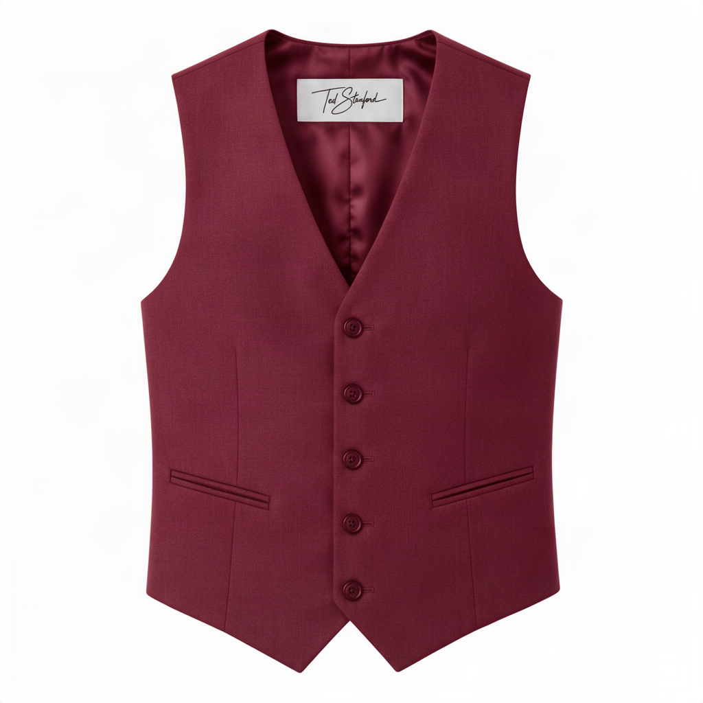 Suit Vest in Berry